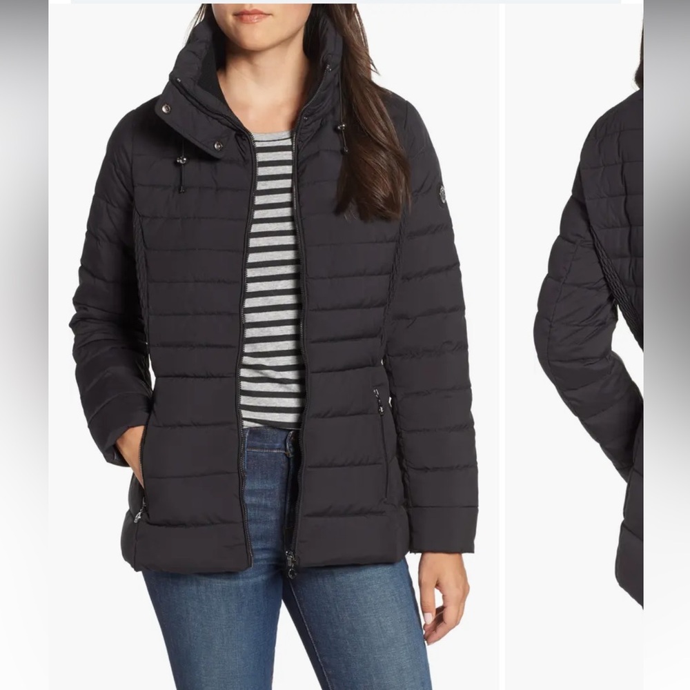Bernardo Micro Touch Water Resistant Quilted Down Jacket Primaloft Women XS $250